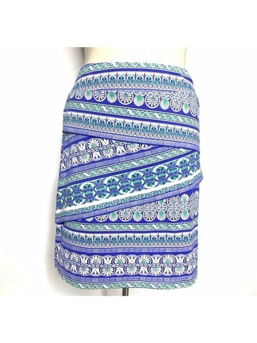 J.McLaughlin Skirt Size S Blue Green Patterned